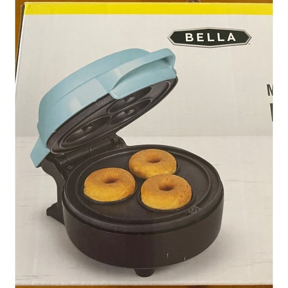 NEW IN BOX Bella Mini 3 Donut Maker Nonstick Coated Teal Blue Dessert Party - Picture 3 of 8